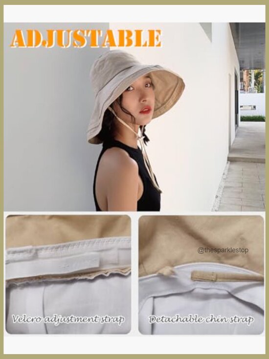 Wide Brim Bucket Hat with Adjustable Strap, Packable Travel Design main image 4